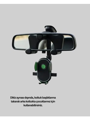 Renas Store Araç Içi Dikiz Aynası Telefon Tutucu Katlanabilir ve Çok Fonksiyonlu