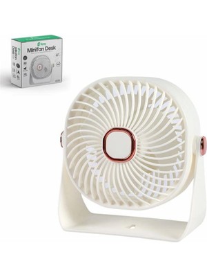 Feny FN-F55 Beyaz Ultra Sessiz 3 Kademeli Şarjlı 800MAH Masa Fanı 4" (Kdo)