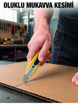 Renas Store Metal Gövdeli 5’li Falçata Seti Profesyonel Maket Bıçağı Karton Koli  Kesici