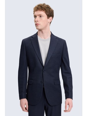 Hatemoğlu Lacivert Slim Fit Mono Yaka Klasik Ceket