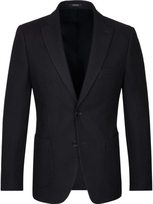 Hatemoğlu Lacivert Slim Fit Mono Yaka Klasik Ceket