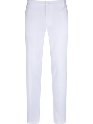 Hatemoğlu Beyaz Regular Fit Yandan Cepli 100% Pamuk Jogger Pantolon