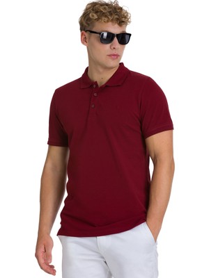 Hatemoğlu Bordo Regular Fit 100% Pamuk Polo Yaka Tişört