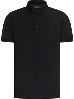 Hatemoğlu Siyah Regular Fit Polo Yaka Pamuklu Tişört