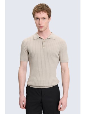 Hatemoğlu Bej Regular Fit Polo Yaka Rayon Tişört