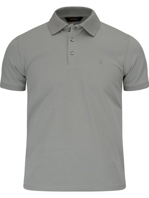 Hatemoğlu Gri Regular Fit Polo Yaka Pamuklu Tişört