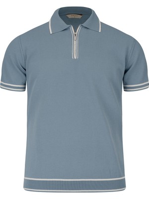 Hatemoğlu Mavi Regular Fit Polo Yaka Rayon Tişört