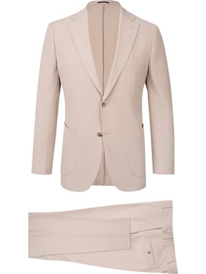 Hatemoğlu Bej Slim Fit Mono Yaka Casual Takım Elbise
