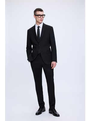 Hatemoğlu Siyah Slim Fit Mono Yaka Casual Takım Elbise