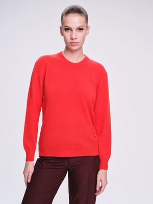 Hatemoğlu Saykı Woman Regular Fit %100 Kaşmir Kırmızı Kazak