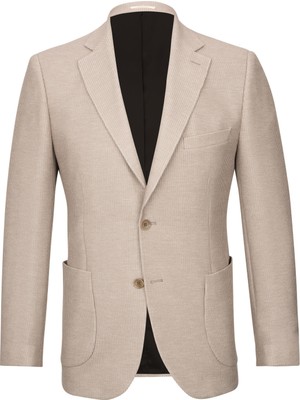 Hatemoğlu Bej Slim Fit Mono Yaka Klasik Ceket