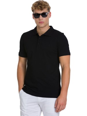 Hatemoğlu Siyah Regular Fit 100% Pamuk Polo Yaka Tişört