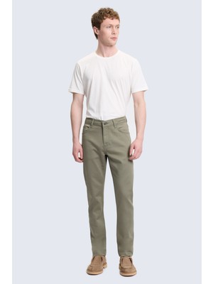 Hatemoğlu Yeşil Slim Fit 5 Cep Pamuklu Kanvas Pantolon