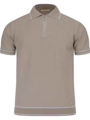Hatemoğlu Bej Regular Fit Polo Yaka Rayon Tişört