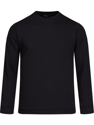 Hatemoğlu Siyah Regular Fit Bisiklet Yaka 100% Pamuk Sweatshirt