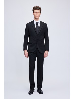 Hatemoğlu Siyah Slim Fit Mono Yaka 6 Dr Takım Elbise