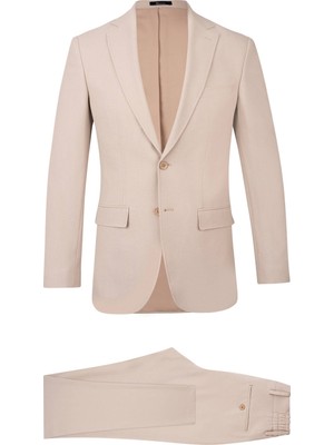 Hatemoğlu Bej Slim Fit Mono Yaka Casual Takım Elbise