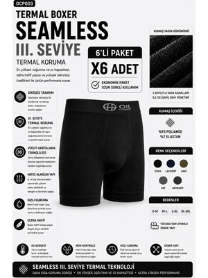 Esnek Nefes Alabilir Rahat Kumaş Pamuklu Likrali Erkek Siyah Boxer Terletmez 6'lı Paket