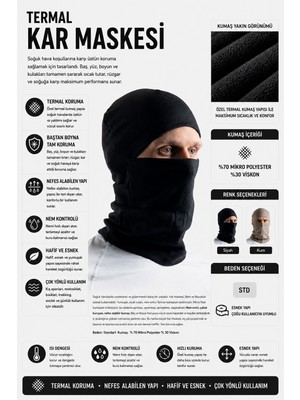 Unisex Rüzgar Geçirmez Kışlık Motorcu, Kayak,  Kar, Maskesi