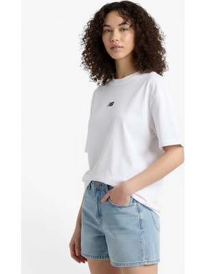 New Balance Nb Lıfestyle Men T-Shırt Erkek Beyaz T-Shirt - MNT3618