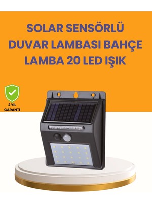 Armüz 20 LED Güneş Enerjili Hareket Sensörlü Dış Mekan Duvar Lambası