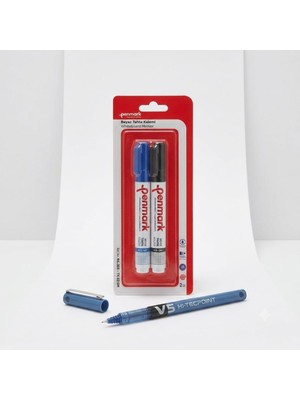Pilot V5 Hi-Tecpoint Mavi + Penmark 2'li Tahta Kalemi Seti