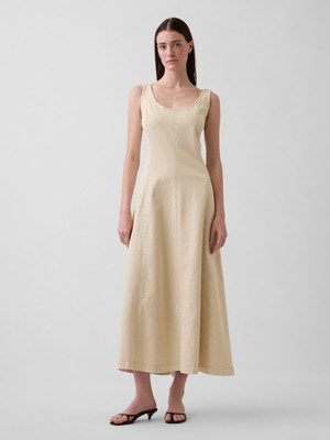 Gap Kadın Bej Scoop Neck Maxi Elbise