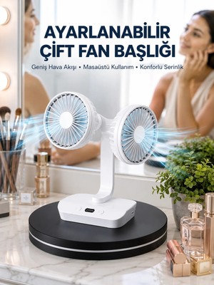 Hcc Trend Ayarlanabilir Hızlı Çift Başlıklı Masaüstü Fan – Gece Lambalı Serinletici