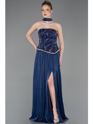 Abiyefon Straplez Peplum Kesim Pliseli Uzun Abiye ABU5786