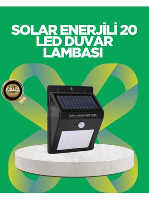 Armüz Solar Enerjili 20 LED Hareket Sensörlü Duvar Lambası
