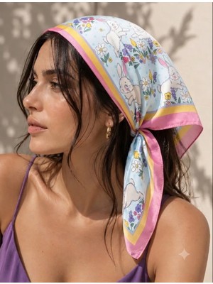 Trend Dokunuş 50-50 Saten Kadın Bahar Renkli Fular Bandana