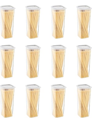 EstoreBox Smartware 12'li Set Skali Kare Saklama Kabı Beyaz 2140 ml
