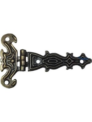 Mudanis Dekoratif, Sac Tek Kuyruklu Menteşe - 40X68 Mm, Küçük, Antik, 1 Adet Çok Renkli