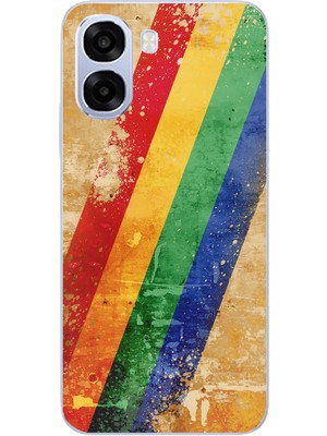 Le Balvo Oppo A6T - A6X Uyumlu Yan Gökkuşağı Baskılı Silikon Kılıf