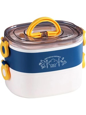 EstoreBox Vagonlife 1200 ml Iki Kat Üç Bölme Paslanmaz Çelik Bento Lunch Box Yeni Nesil Sefer Tası-Çatallıkaş