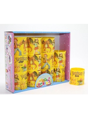 Royaleks Pokemon Baskılı Stres Yayı - Sarı Plastik Nostaljik Oyuncak 12'li Seti ALK3984