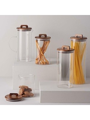 EstoreBox Linens Handle Cam-Akasya Kapak 10X10X24 cm Kavanoz