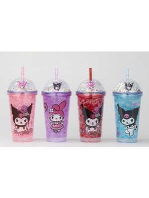 Royaleks Sevimli Kuromi Işıklı Pipetli Boncuklu Suluk & Bardak 400 ml ALK3144