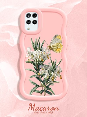 HONTINGA Samsung Galaxy M12 Uyumlu Kılıf Düşüme Önleyici Basitlik Anti Düşme Kamera Koruyucu Basit Pembe Yumuşak Silikon Couple Telefon Kılıfı Kelebek Desen K9-0324