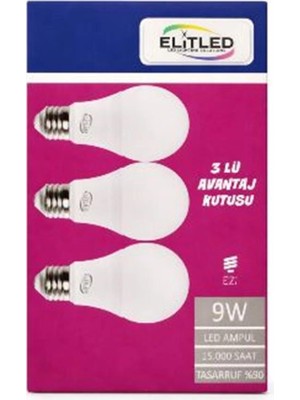 Elitled 9W 3lü Set Avantaj Kutu (Kdo)