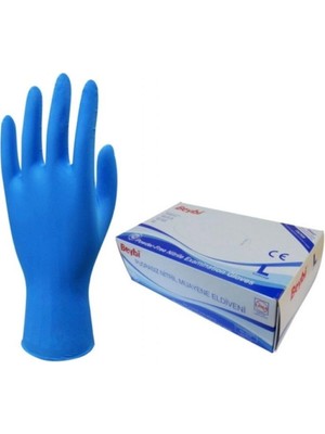 Beybi Pudrasız Nitril Mavi (L) Large Beden Muayene Eldiven 100LÜ Paket (Kdo)