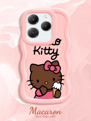 HONTINGA Infinix Hot 40 Uyumlu Kılıf Düşüme Önleyici Basitlik Anti Düşme Kamera Koruyucu Basit Pembe Yumuşak Silikon Couple Telefon Kılıfı Kitty Desen K9-0321