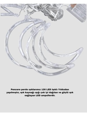 Maesko Prizli Yıldız Ay Perde LED Işık Ev ve Organizasyon Dekoru