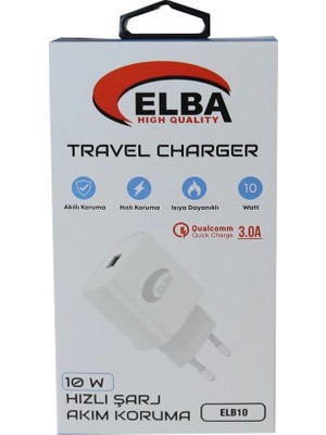 Elba ELB10 10W 3.0A Hızlı Şarj Akıllı Koruma USB Ev Şarj Kafa (Kdo)