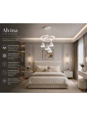 Alvina Aydınlatma Döngü 4 Şapkalı Beyaz Ledli Avize
