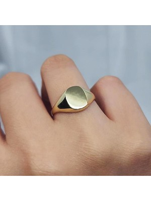 Fasek Gold Gümüş Yüzük - Octagon Şövalye Tarz Tasarım 925 Ayar Gümüş Yüzük