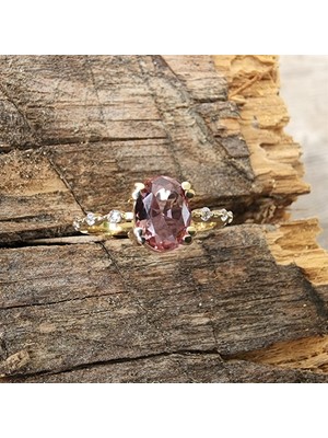 Fasek Gold Gümüş Yüzük - 0.95 Ct Zultanit Kadın 925 Ayar Gümüş Evlilik Teklifi Yüzüğü - Doğal Taşlı Gümüş Yüzük