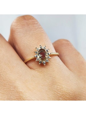 Fasek Gold 1,05CT Zultanit 0,30CT Pırlanta(Signty) Taşlı Anturajlı Vintage Tasarım Modern 925 Ayar Gümüş Yüzük