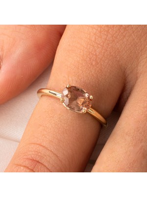 Fasek Gold Gümüş Yüzük - 1.10 Karat Yan Zultanit Taşlı Octagon Swarovski 925 Ayar Gümüş Evlilik Teklifi Yüzüğü