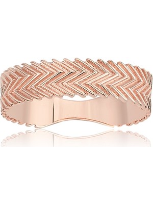 Fasek Gold Gümüş Yüzük - Zigzag Desenli Astar Gümüş Yüzük
